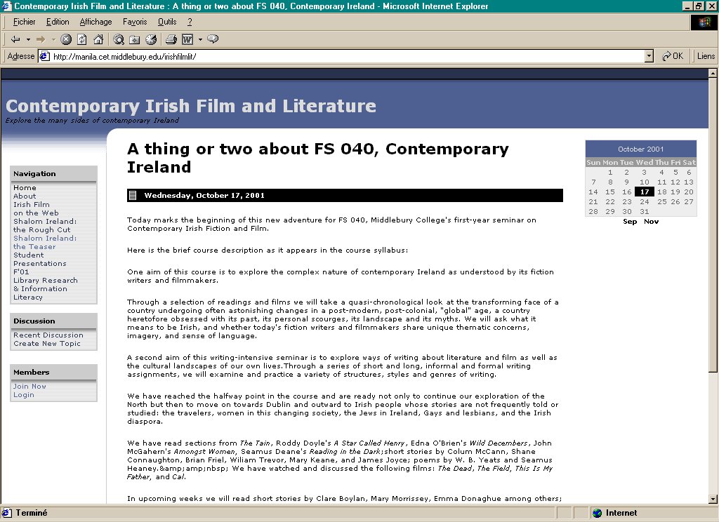Contemporary irish Film and Literature