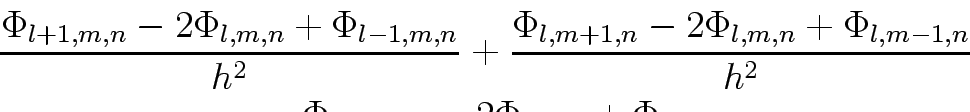 \begin{displaymath}
\Phi_{l+1,m,n} = \Bigl(\Phi+h\frac{\partial\Phi}{\partial x}...
...\frac{\partial^3\Phi}{\partial x^3} + \,\ldots\,\Bigr)_{l,m,n}
\end{displaymath}