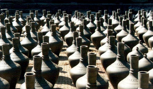 pots drying in the sun
